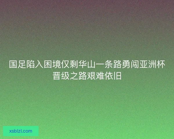 国足陷入困境仅剩华山一条路勇闯亚洲杯晋级之路艰难依旧