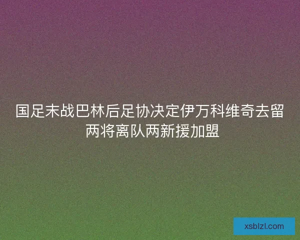 国足末战巴林后足协决定伊万科维奇去留 两将离队两新援加盟 国足末战巴林后足协决定伊万科维奇去留 两将离队两新援加盟