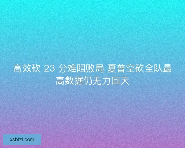 高效砍 23 分难阻败局 夏普空砍全队最高数据仍无力回天