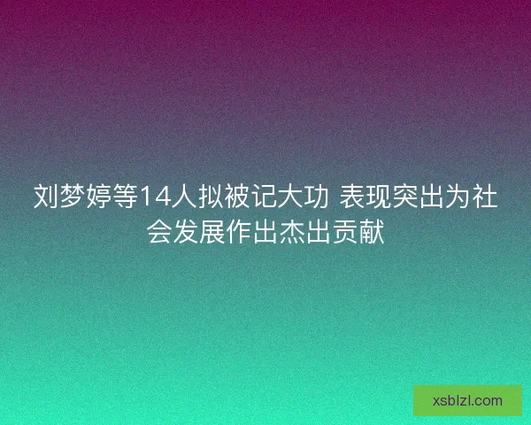 刘梦婷等14人拟被记大功 表现突出为社会发展作出杰出贡献